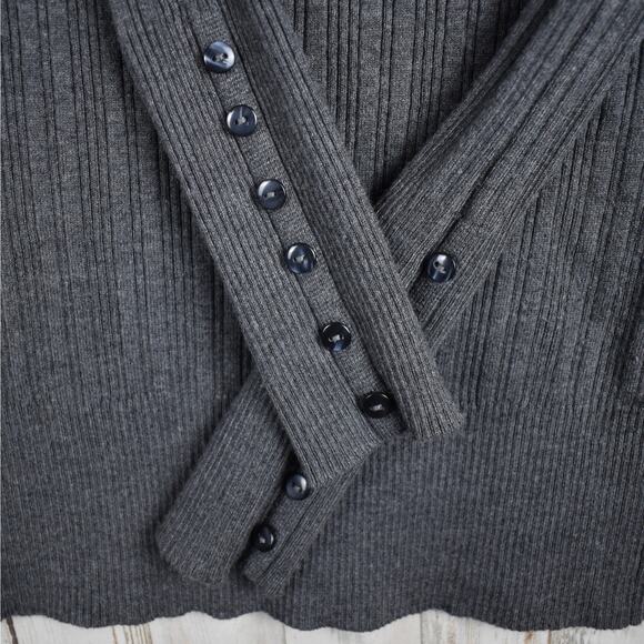 Y2K vintage gray ribbed sweater top junior's extra slim fit size large Coquette - Picture 3 of 7